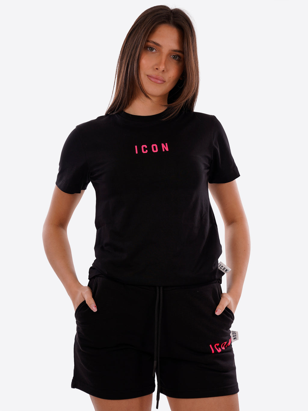 T-shirt ICON da Donna - nero IDT002NEROFUCSIA