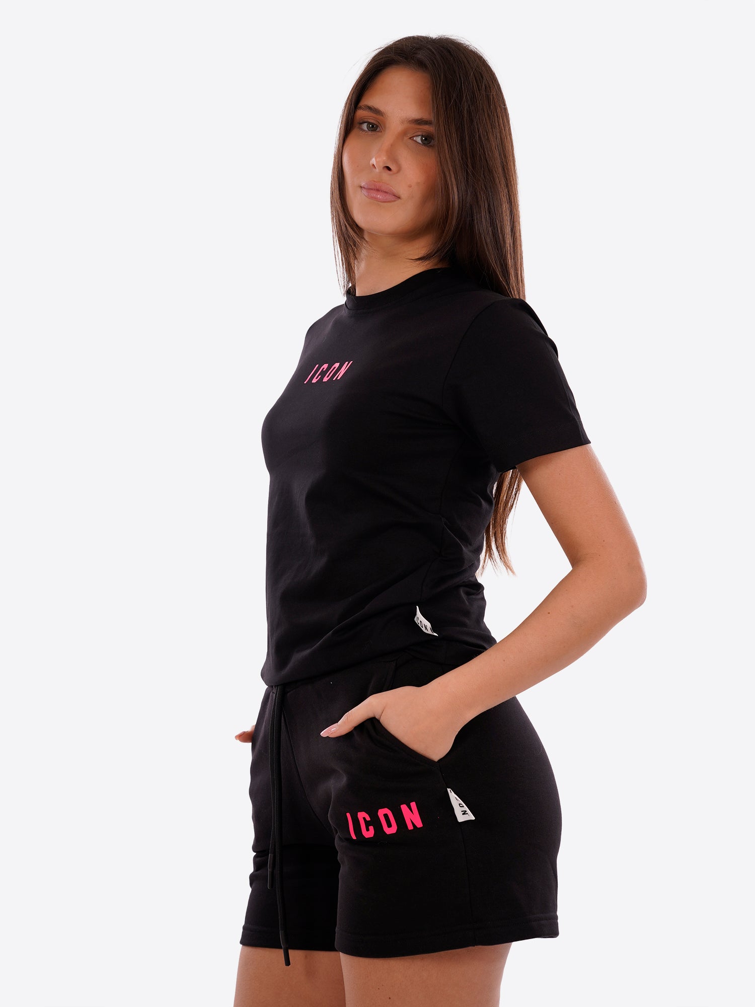T-shirt ICON da Donna - nero IDT002NEROFUCSIA