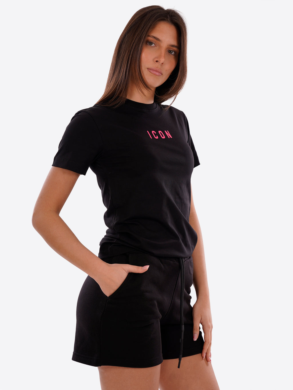 T-shirt ICON da Donna - nero IDT002NEROFUCSIA