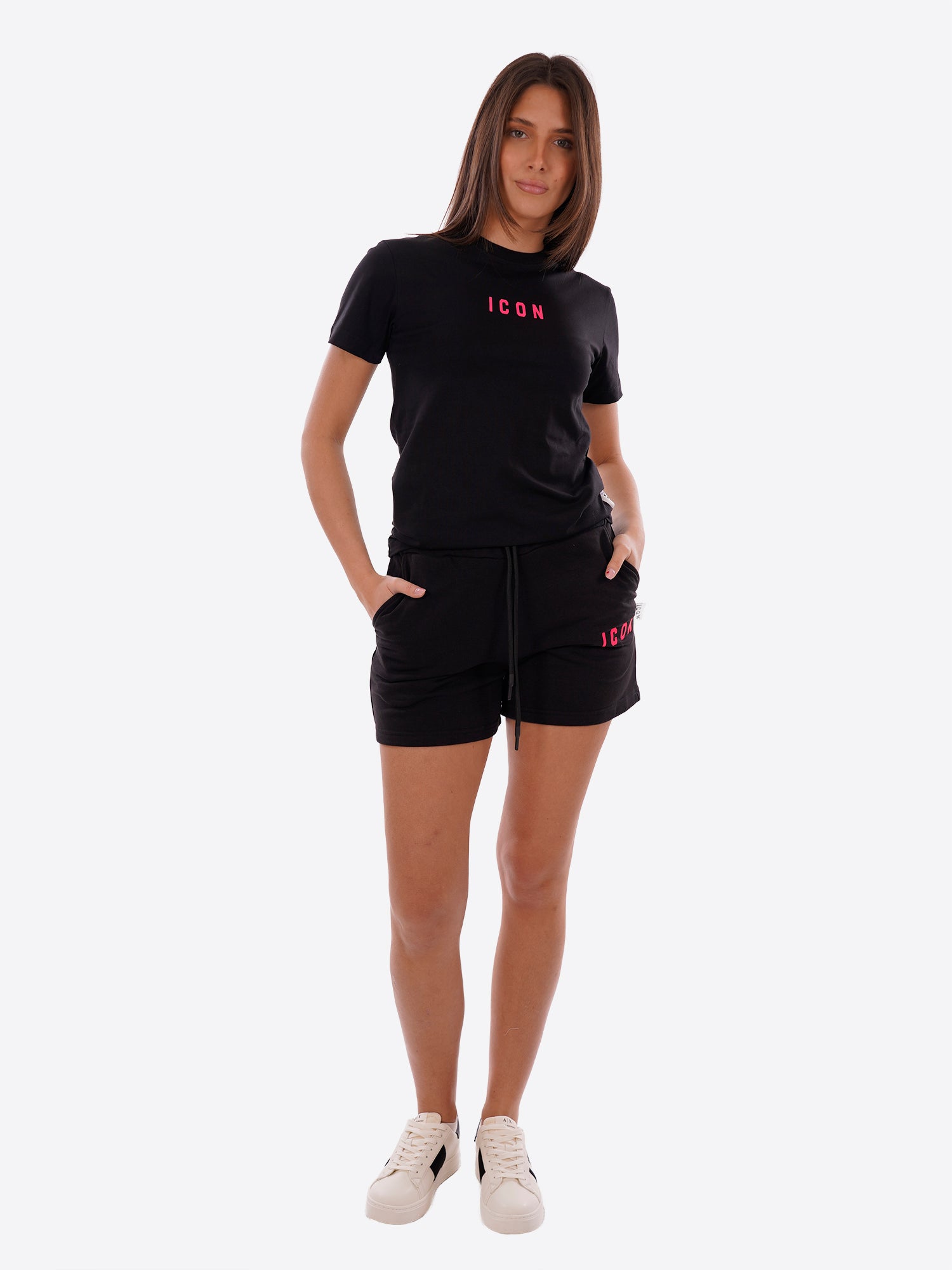 T-shirt ICON da Donna - nero IDT002NEROFUCSIA