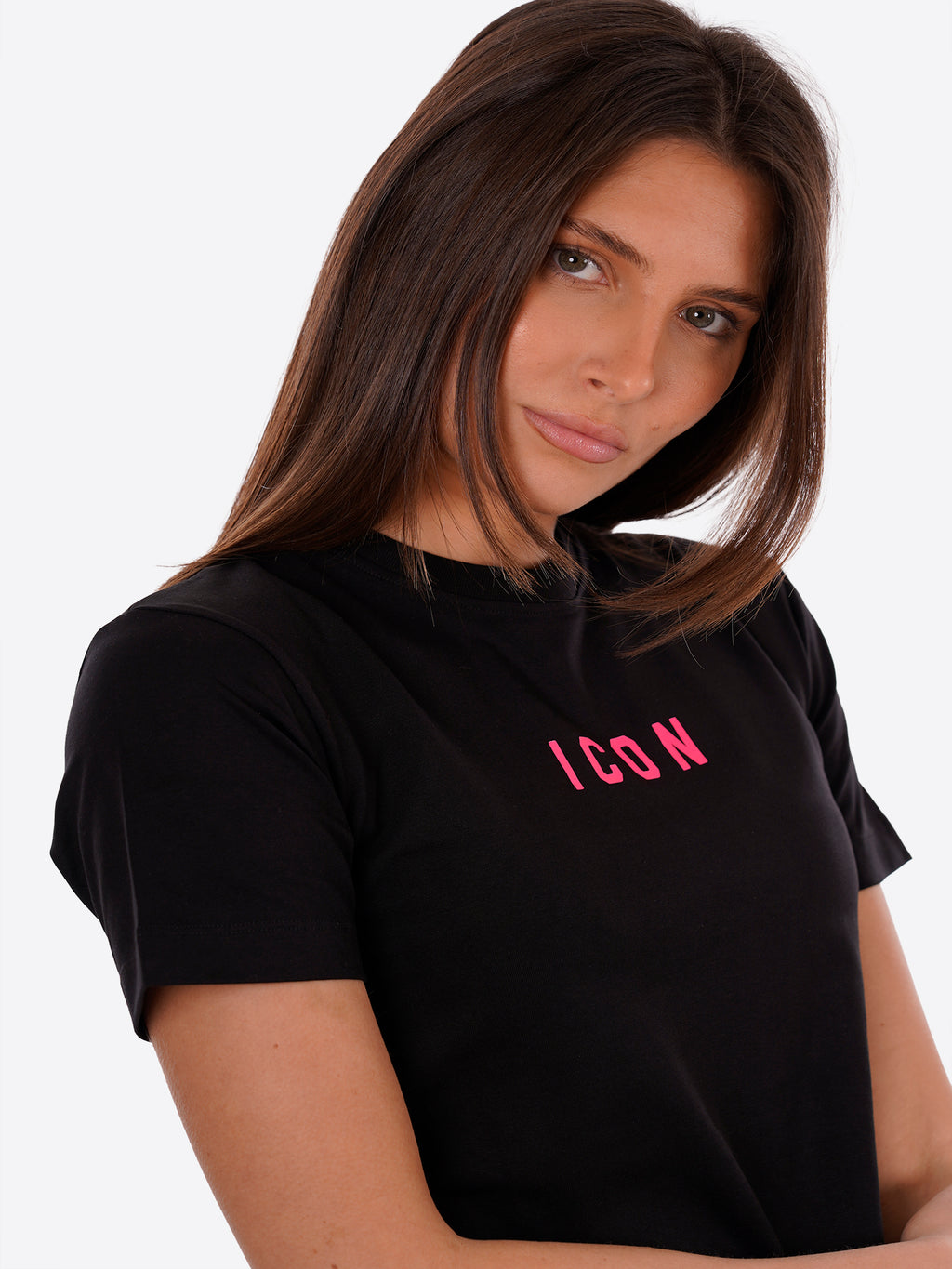 T-shirt ICON da Donna - nero IDT002NEROFUCSIA