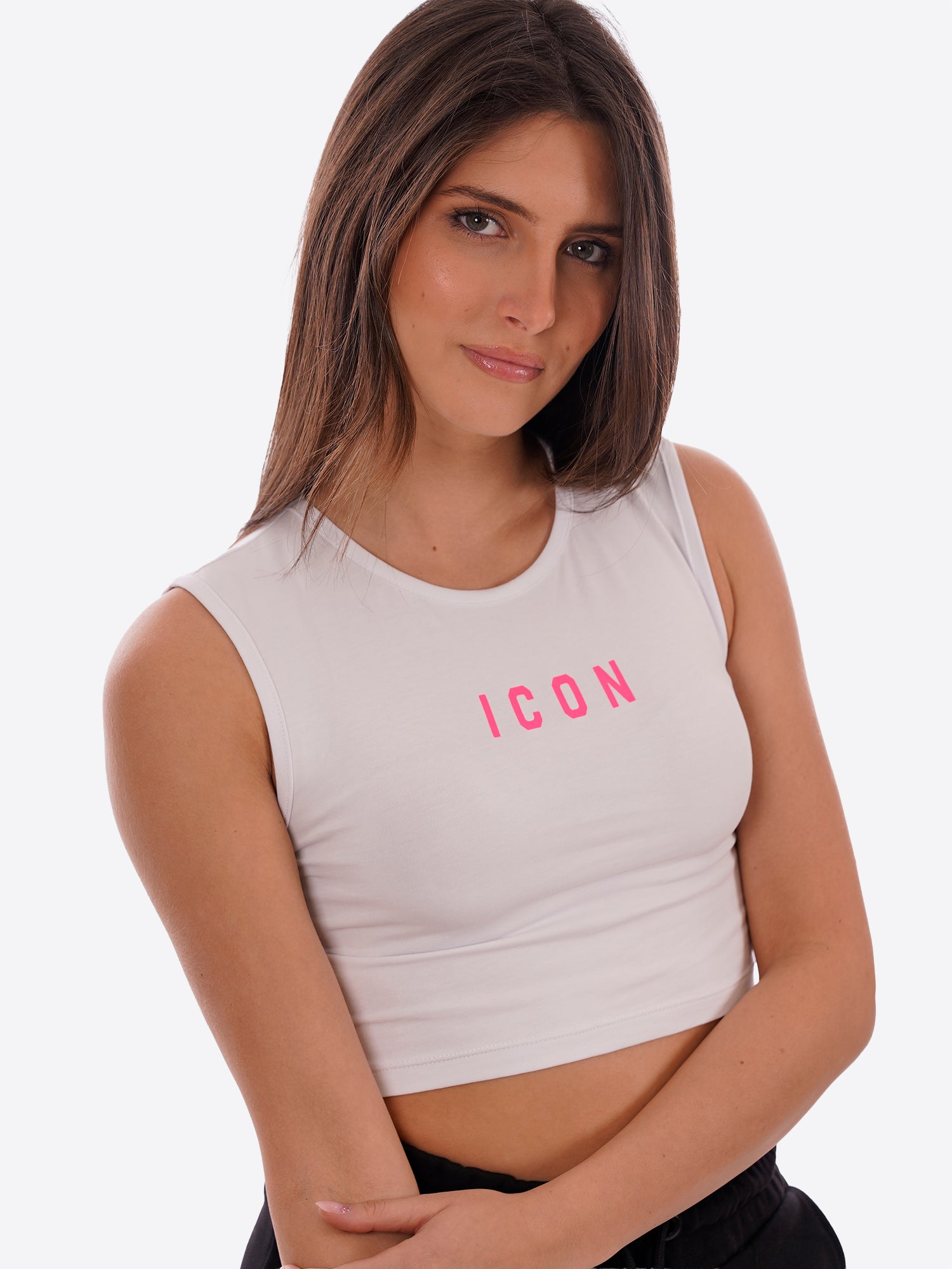 T-shirt ICON da Donna - bianco IDT004BIANCOFUCSIA
