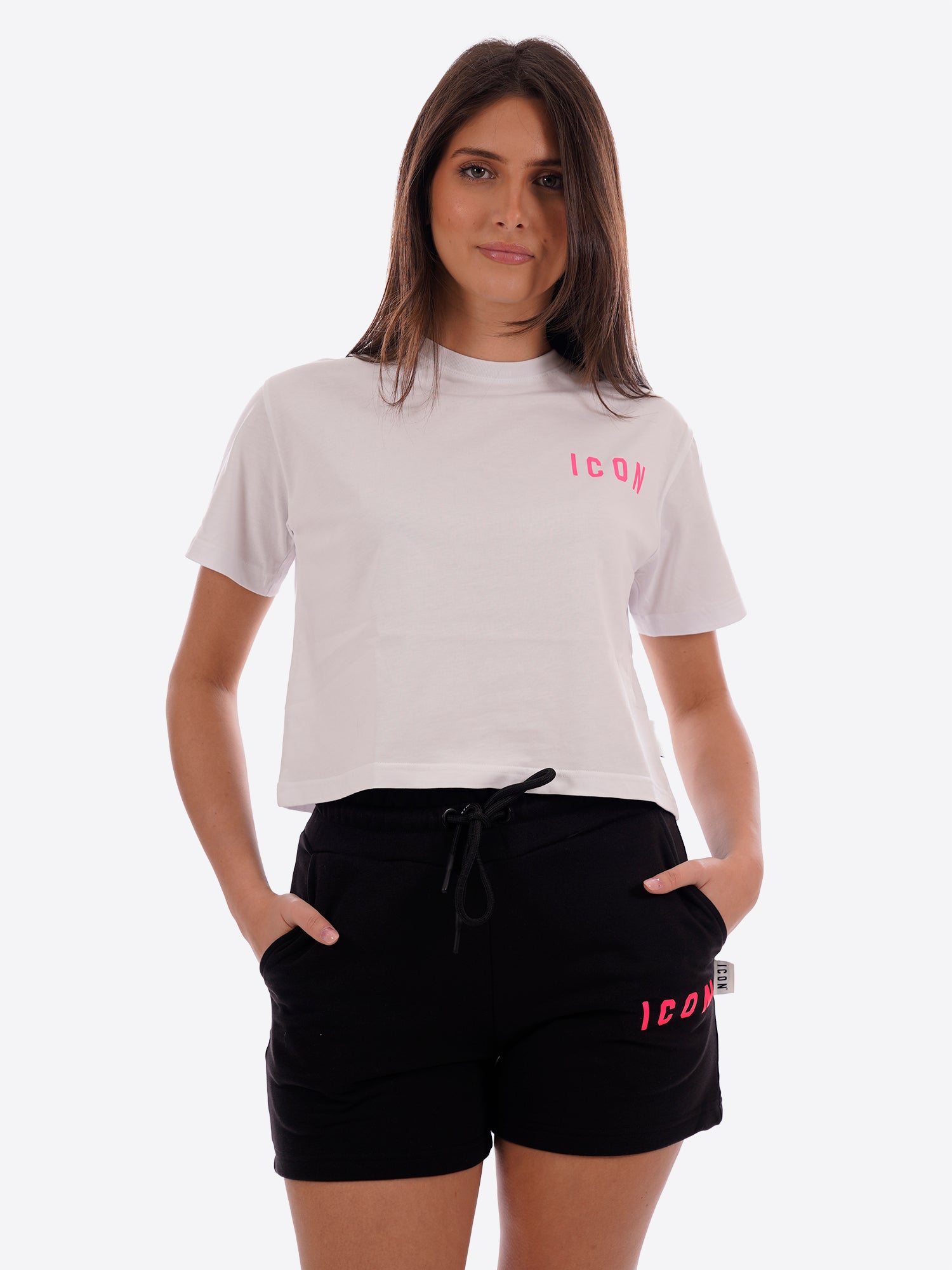T-shirt ICON da Donna - bianco IDT006BIANCOFUCSIA