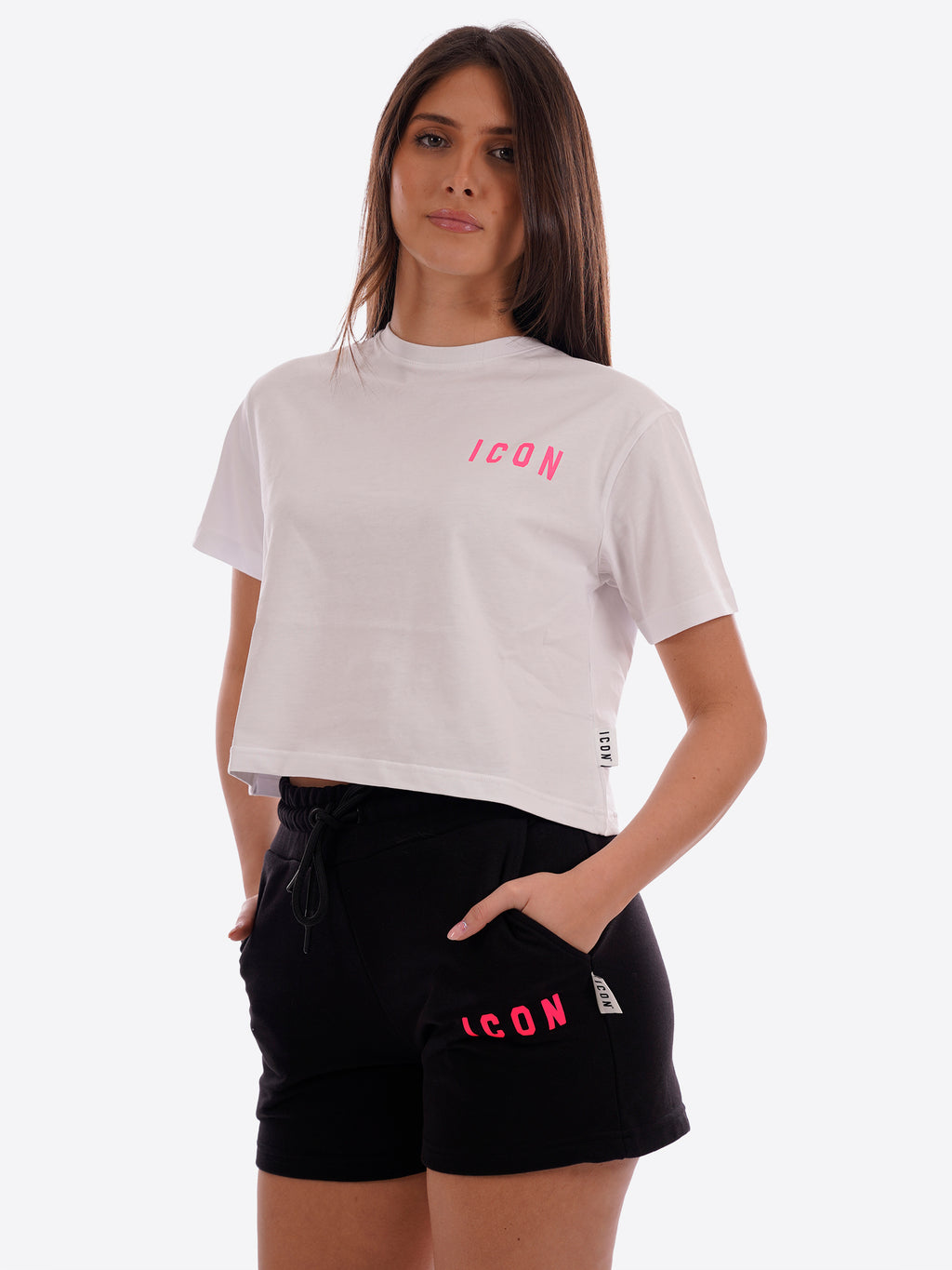 T-shirt ICON da Donna - bianco IDT006BIANCOFUCSIA