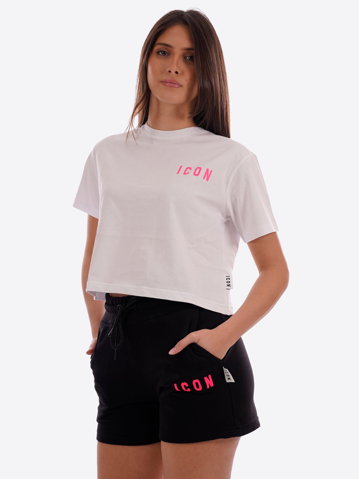 T-shirt ICON da Donna - bianco IDT006BIANCOFUCSIA