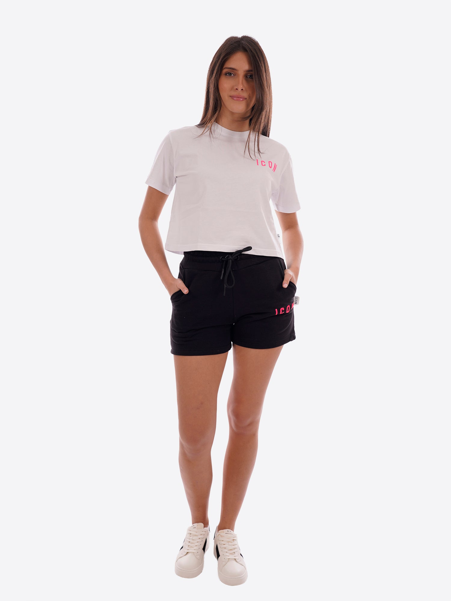 T-shirt ICON da Donna - bianco IDT006BIANCOFUCSIA