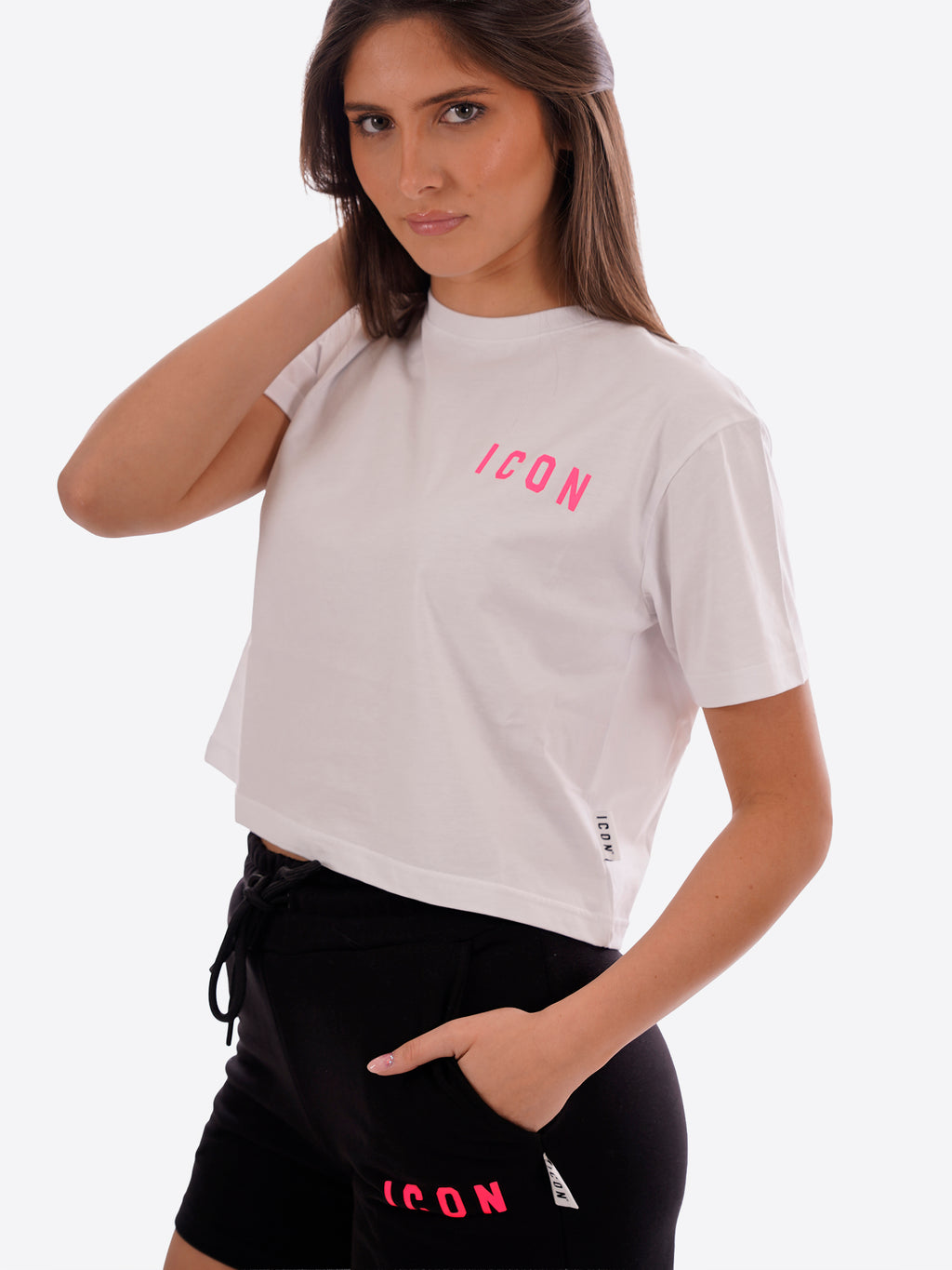 T-shirt ICON da Donna - bianco IDT006BIANCOFUCSIA