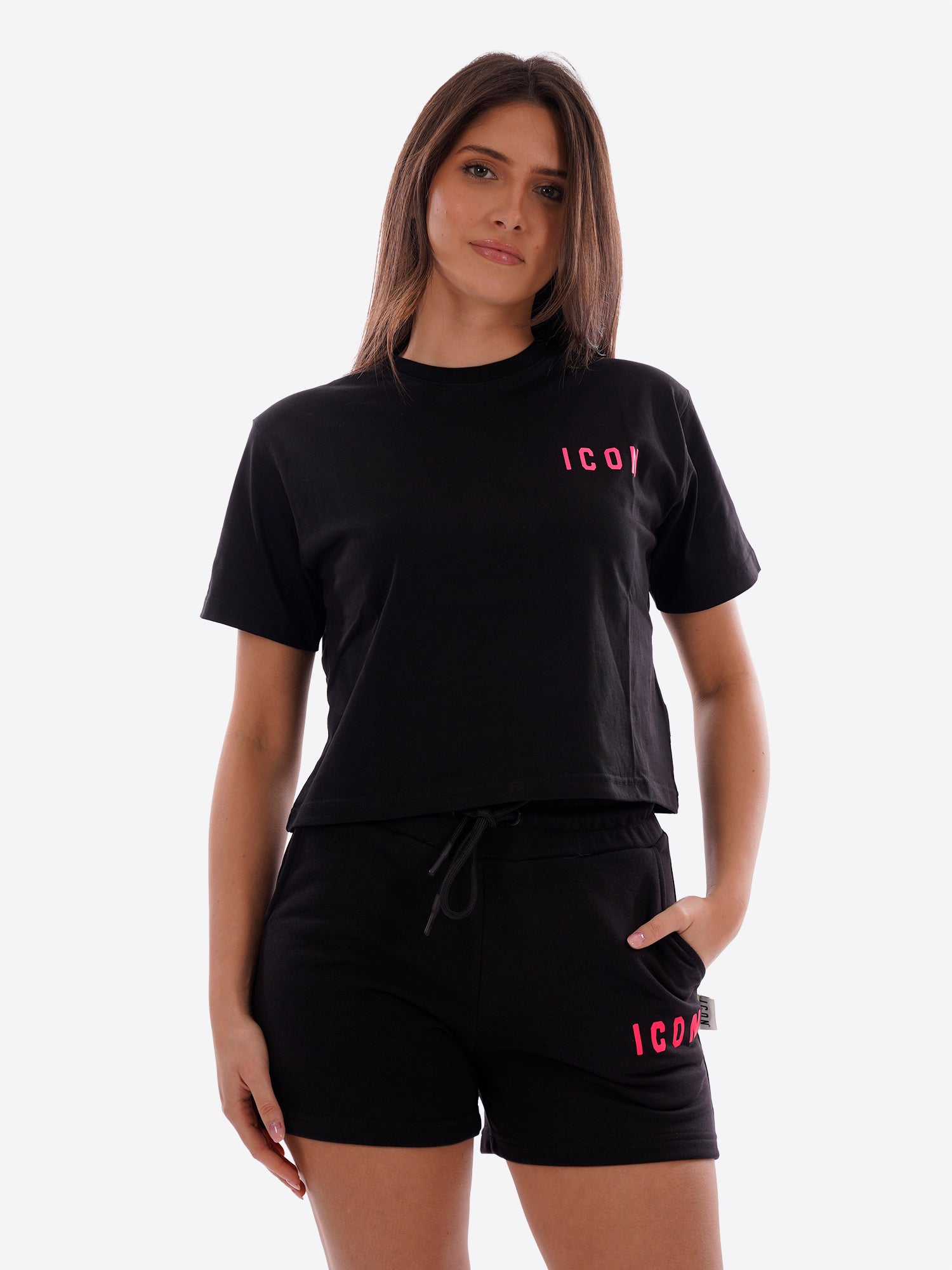T-shirt ICON da Donna - nero IDT006NEROFUSIA