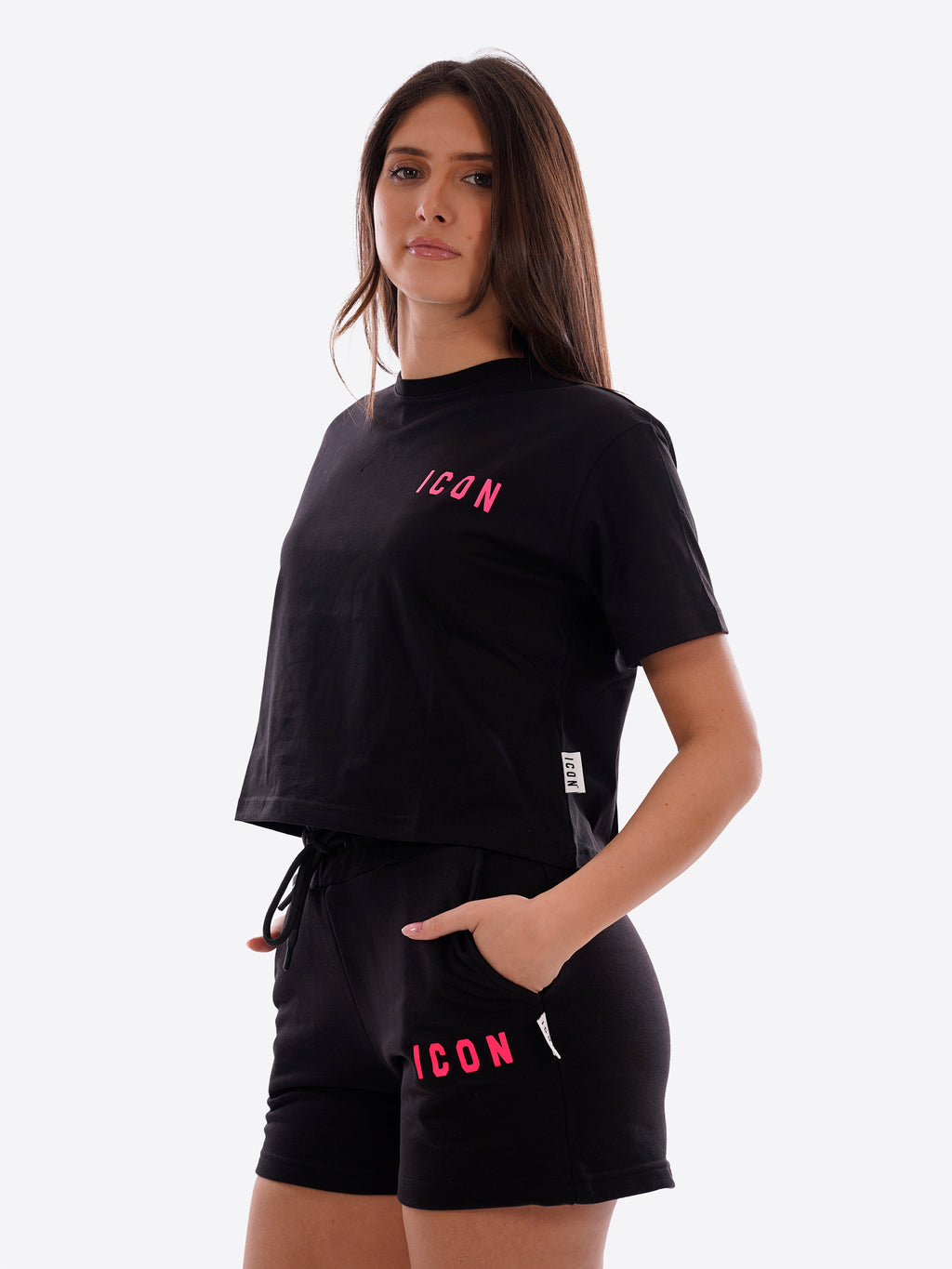 T-shirt ICON da Donna - nero IDT006NEROFUSIA