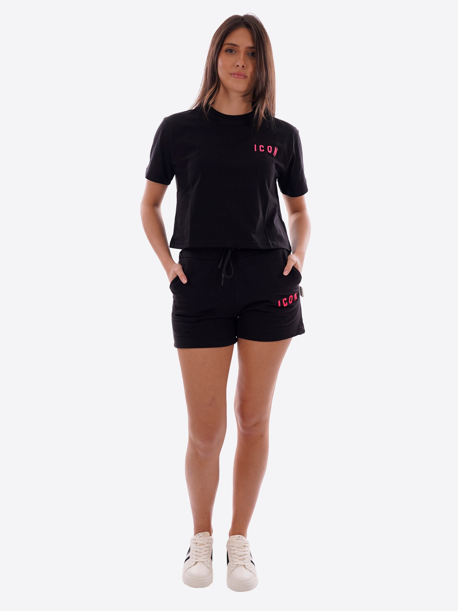 T-shirt ICON da Donna - nero IDT006NEROFUSIA