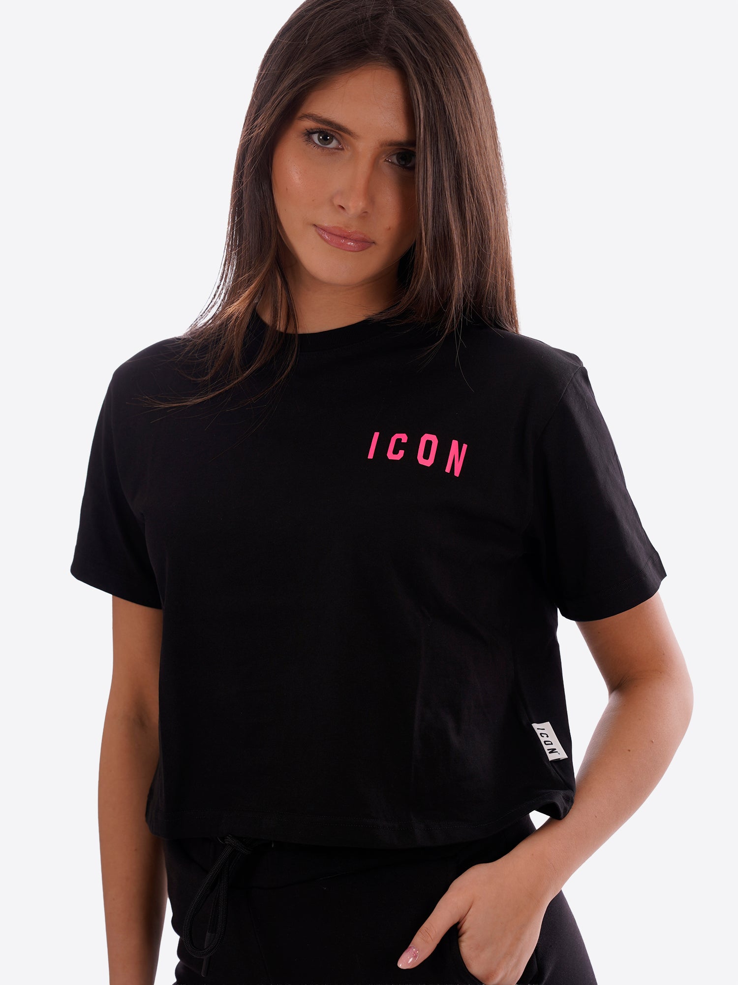 T-shirt ICON da Donna - nero IDT006NEROFUSIA