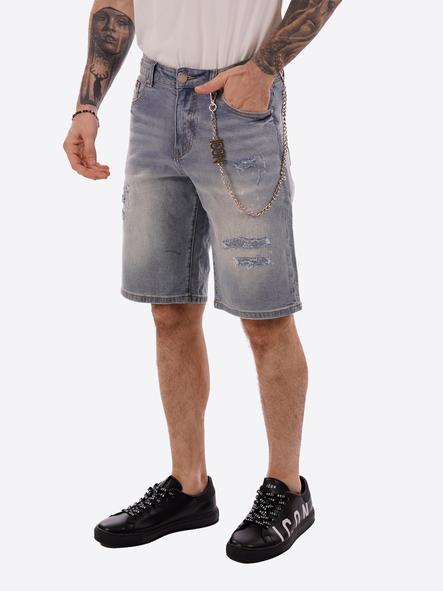 Bermuda jeans ICON da Uomo - blu IUD008BLU CHIARO