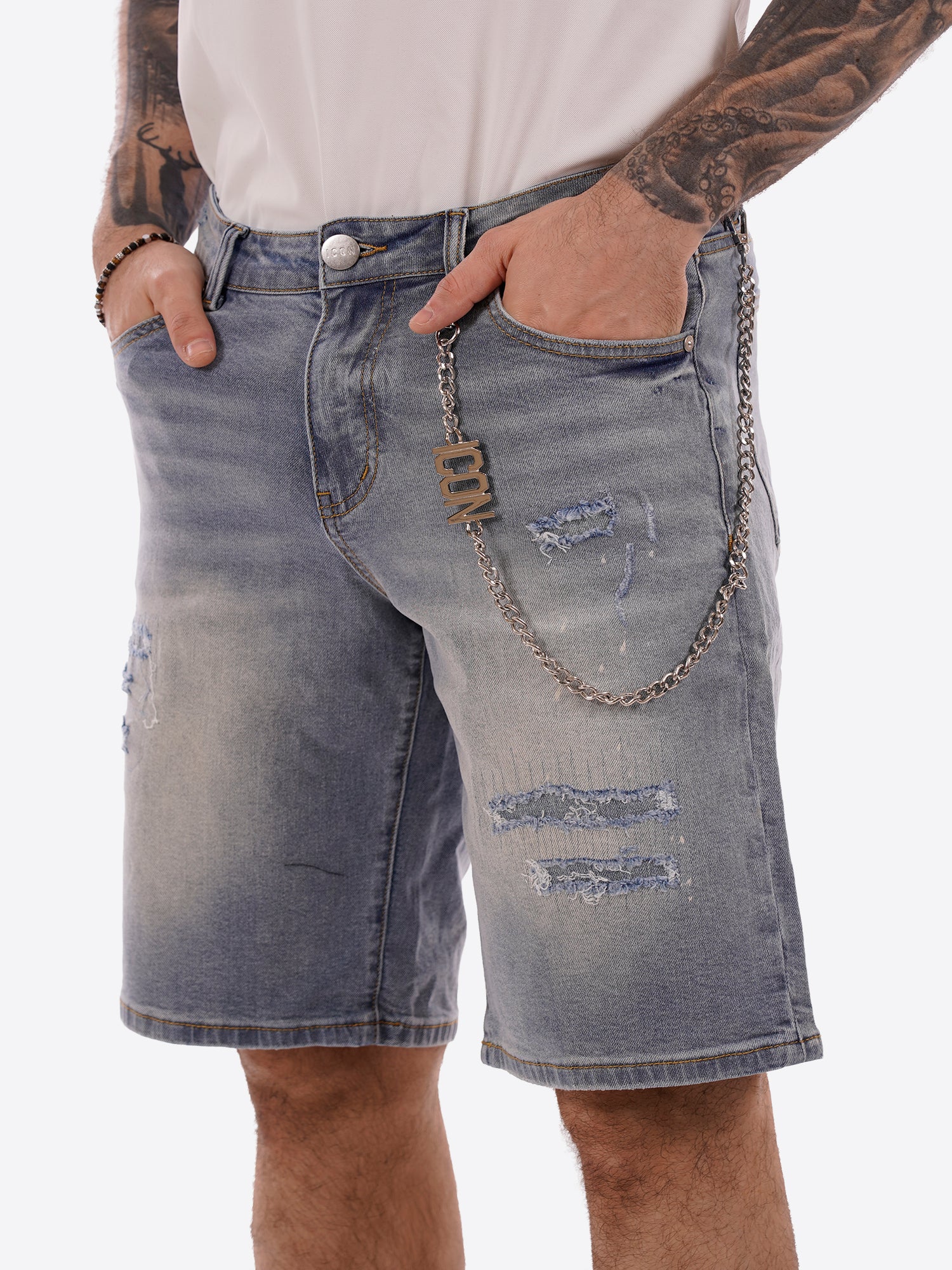 Bermuda jeans ICON da Uomo - blu IUD008BLU CHIARO