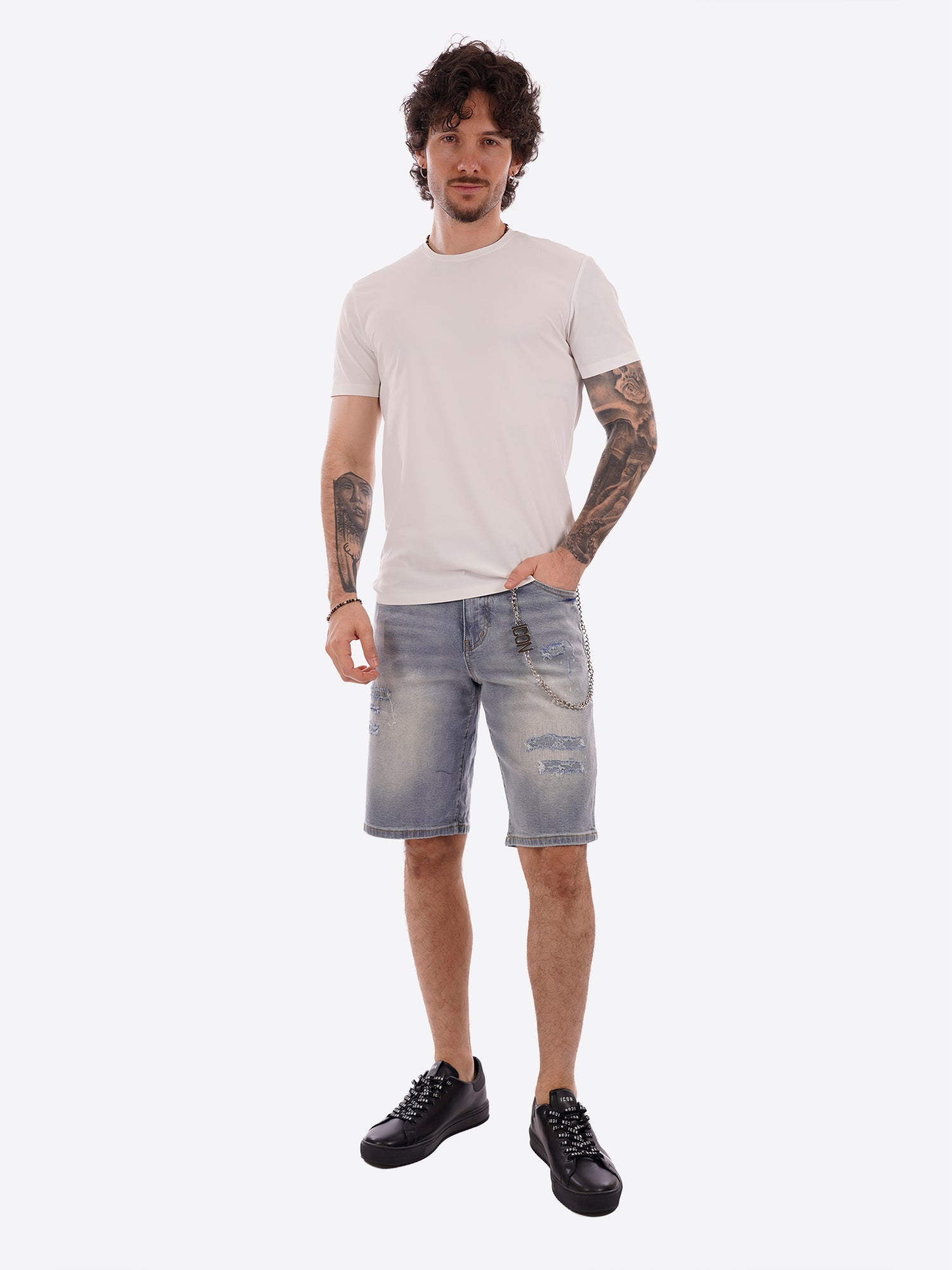 Bermuda jeans ICON da Uomo - blu IUD008BLU CHIARO
