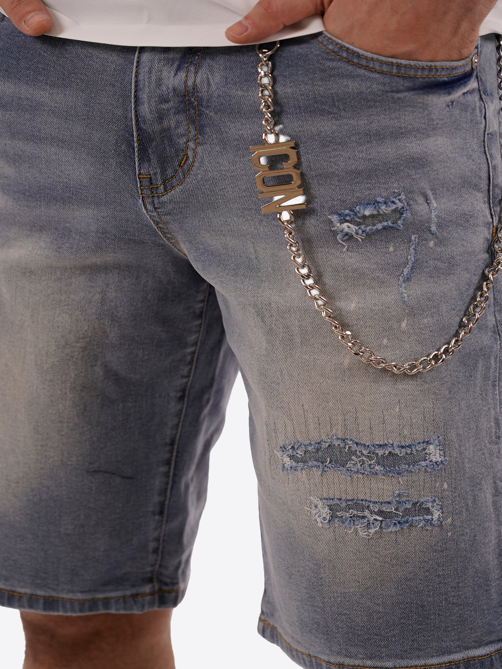 Bermuda jeans ICON da Uomo - blu IUD008BLU CHIARO