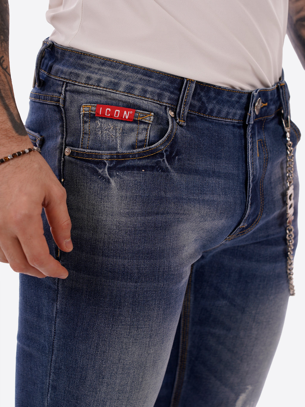 Pantalone Jeans ICON da Uomo - blu IUD010DARK BLUE