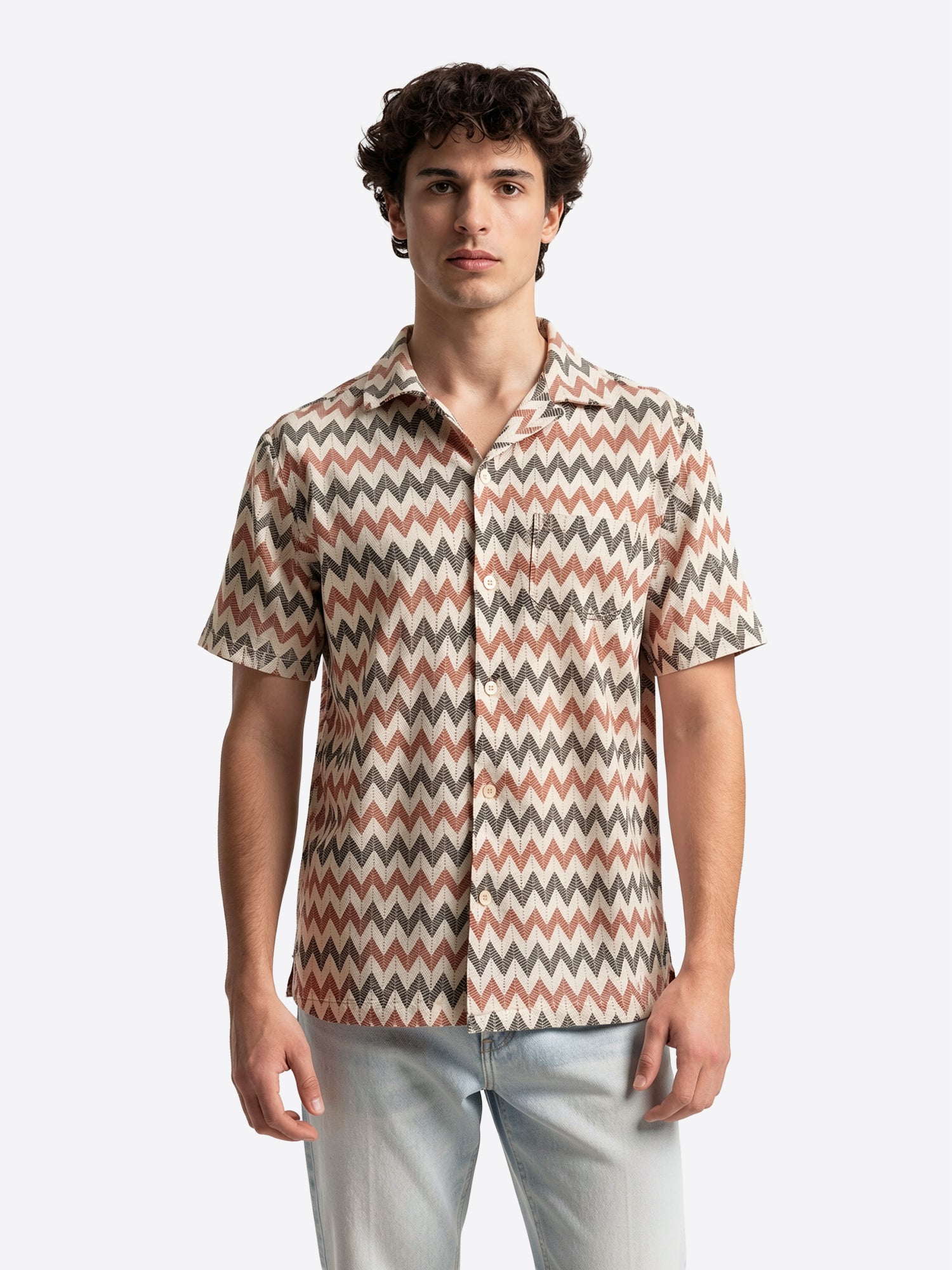 Camicia maniche corte INDICODE da Uomo - beige 20758276 BEIGE MULTICOLOR
