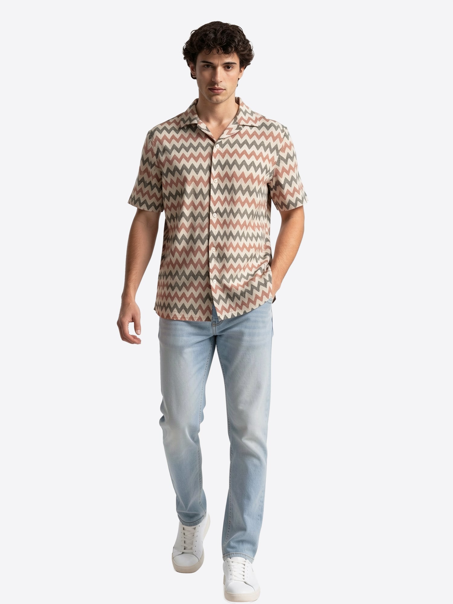 Camicia maniche corte INDICODE da Uomo - beige 20758276 BEIGE MULTICOLOR