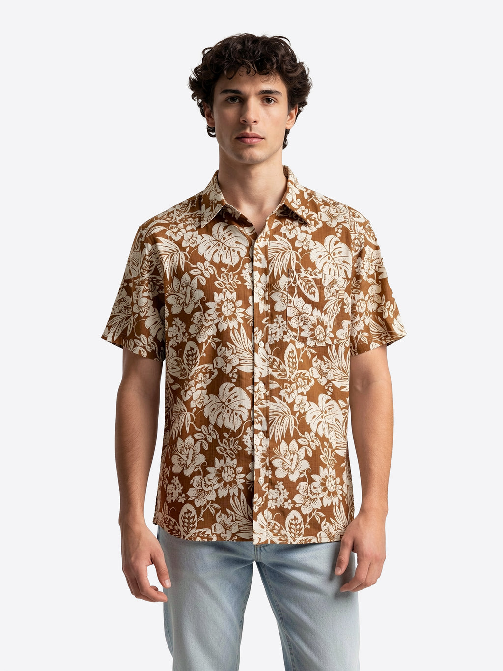 Camicia maniche corte INDICODE da Uomo - beige 20766075 BEIGEBIANCO