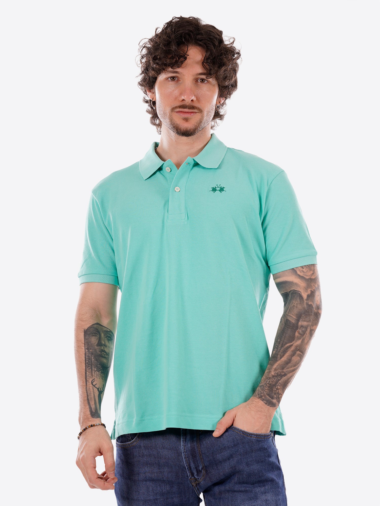 Polo maniche corte LA MARTINA da Uomo - verde BPMP113168 VERDEACQUA