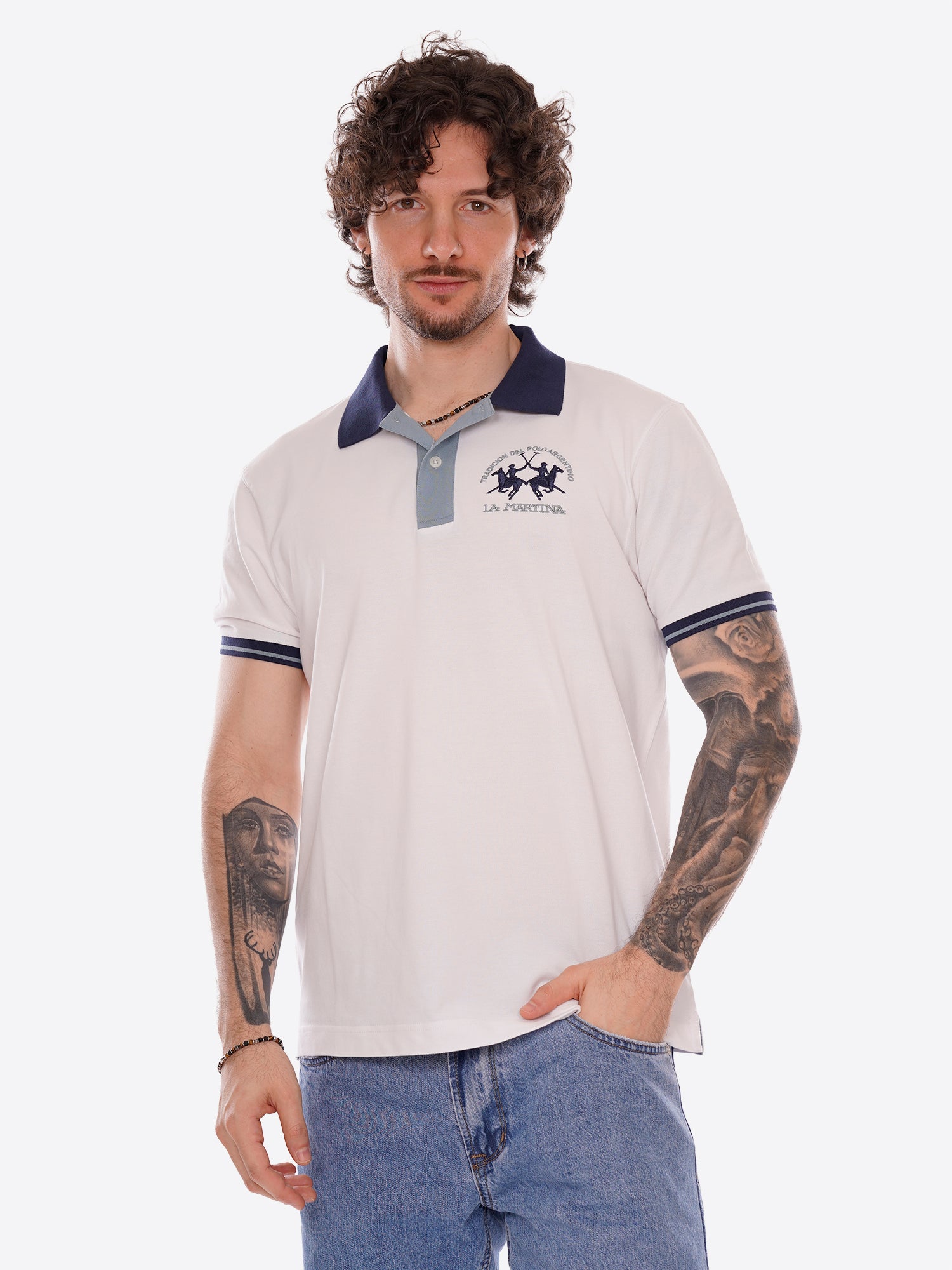 Polo maniche corte LA MARTINA da Uomo - bianco MCP0050001 BINCO
