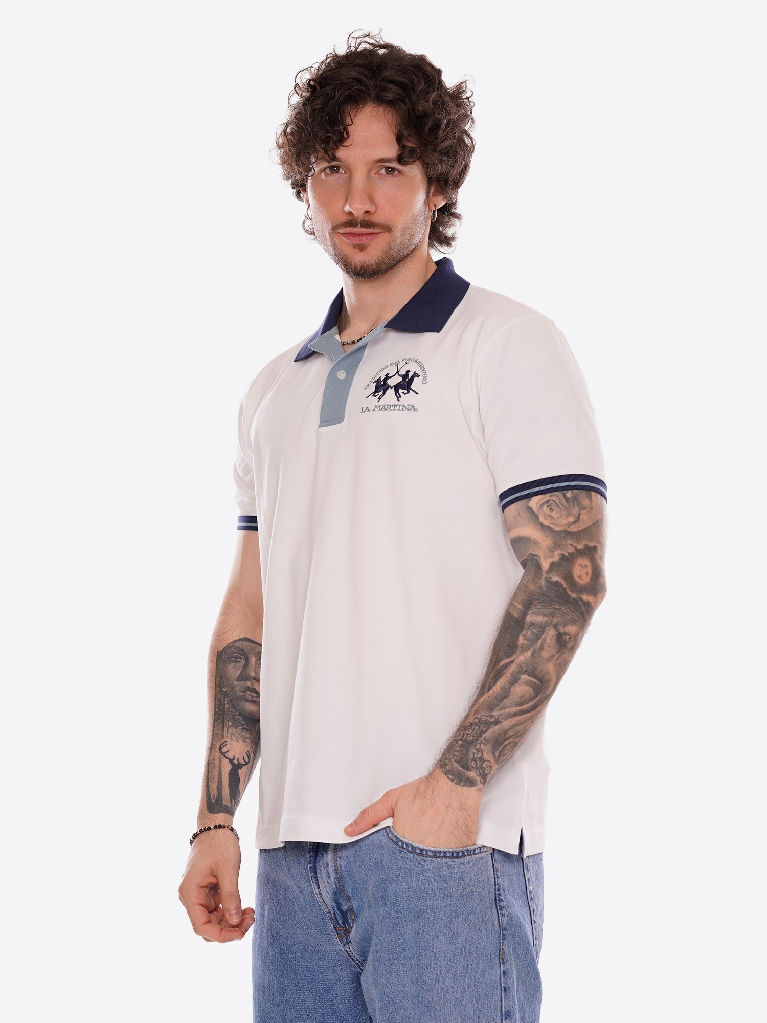 Polo maniche corte LA MARTINA da Uomo - bianco MCP0050001 BINCO