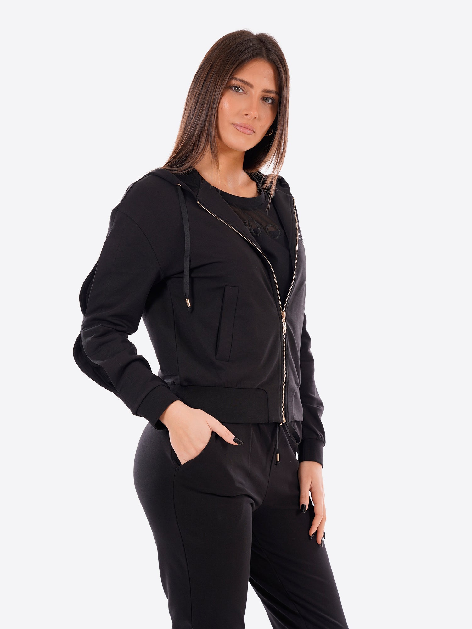Felpa full zip cappuccio LIU-JO SPORT da Donna - nero TA609022222 NERO