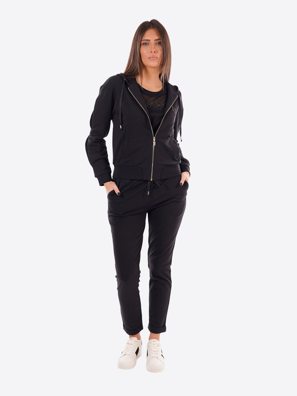 Felpa full zip cappuccio LIU-JO SPORT da Donna - nero TA609022222 NERO