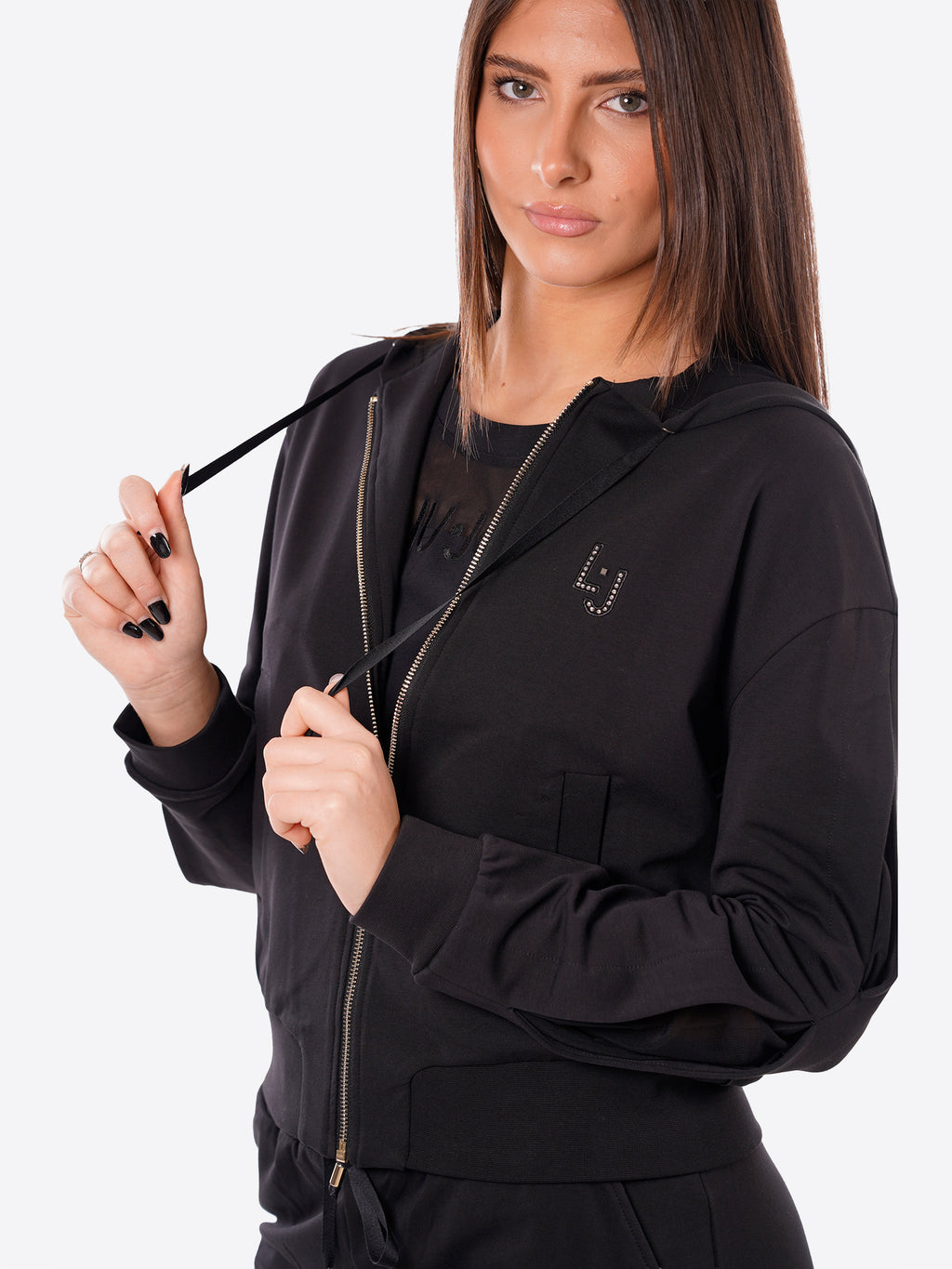 Felpa full zip cappuccio LIU-JO SPORT da Donna - nero TA609022222 NERO