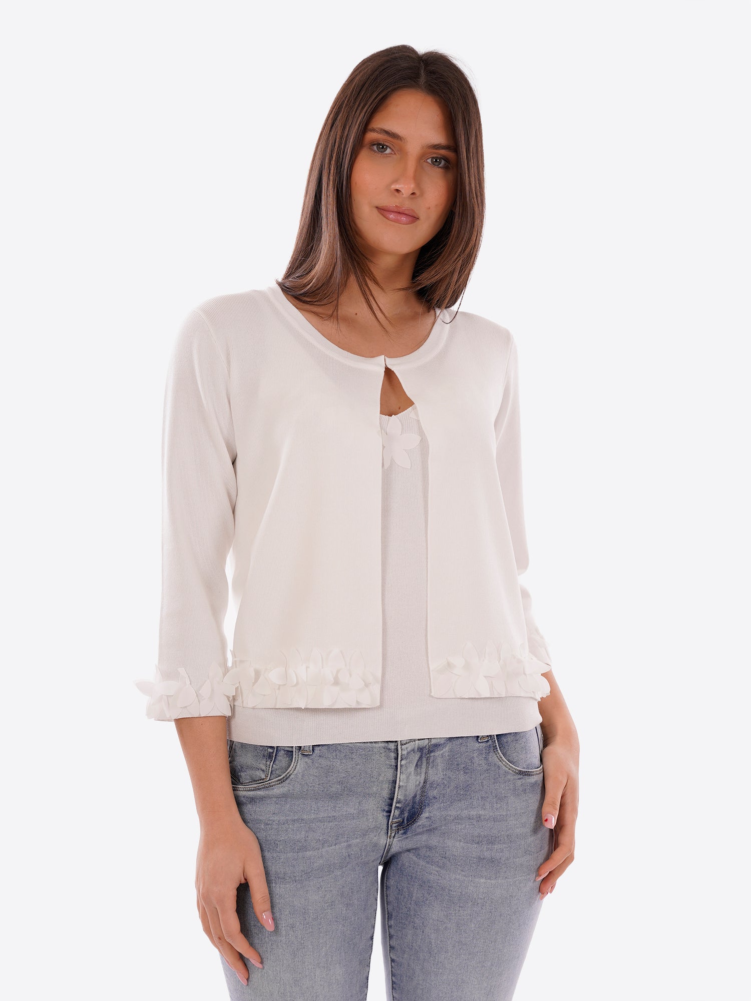 Cardigan MOLLY BRACKEN da Donna - bianco E1053EPWHT