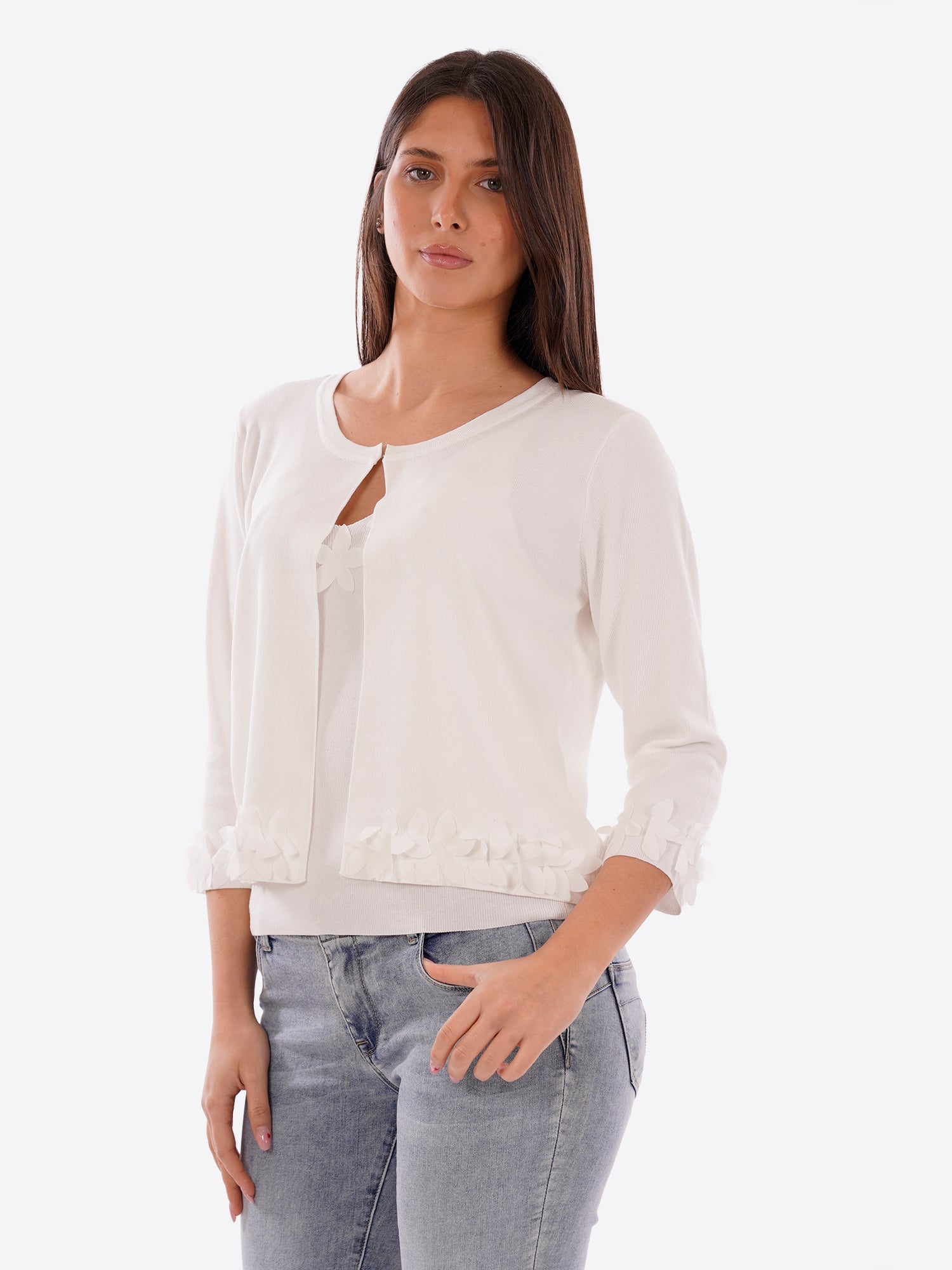 Cardigan MOLLY BRACKEN da Donna - bianco E1053EPWHT