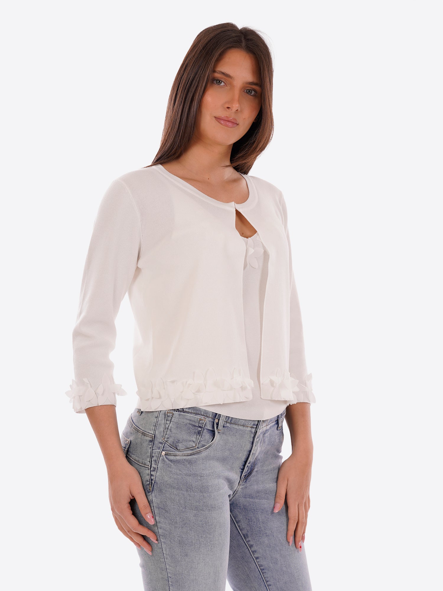 Cardigan MOLLY BRACKEN da Donna - bianco E1053EPWHT
