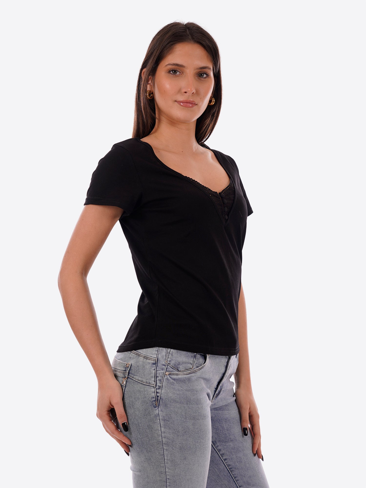 T-shirt MOLLY BRACKEN da Donna - nero E1784EEBLK