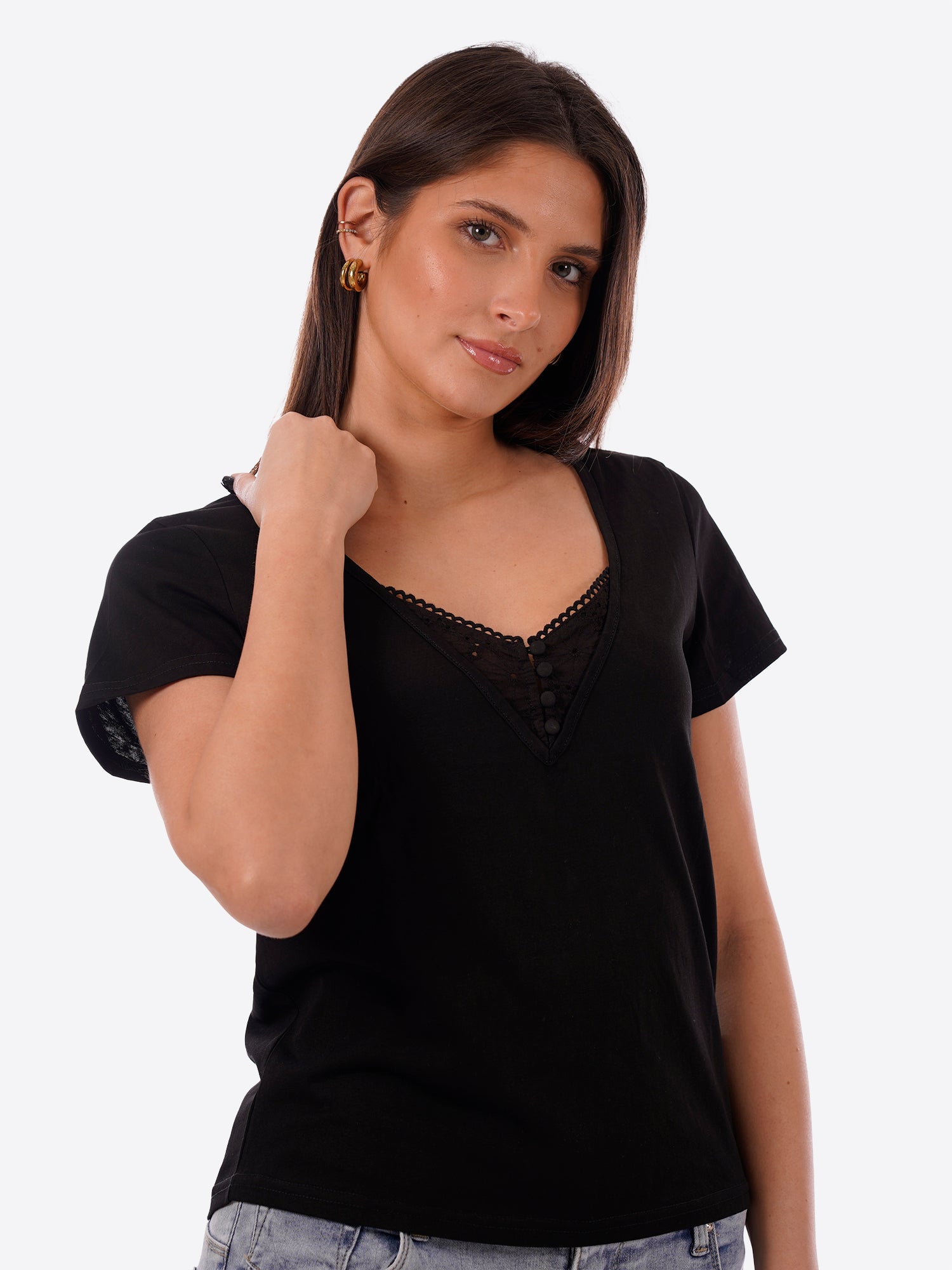 T-shirt MOLLY BRACKEN da Donna - nero E1784EEBLK