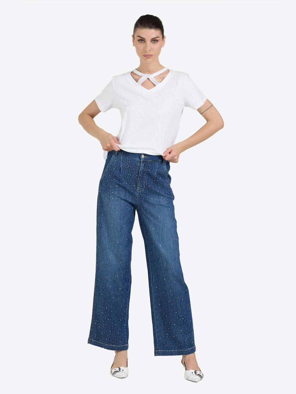 Pantalone Jeans TAKE TWO da Donna - blu DK02207LAVSCURO