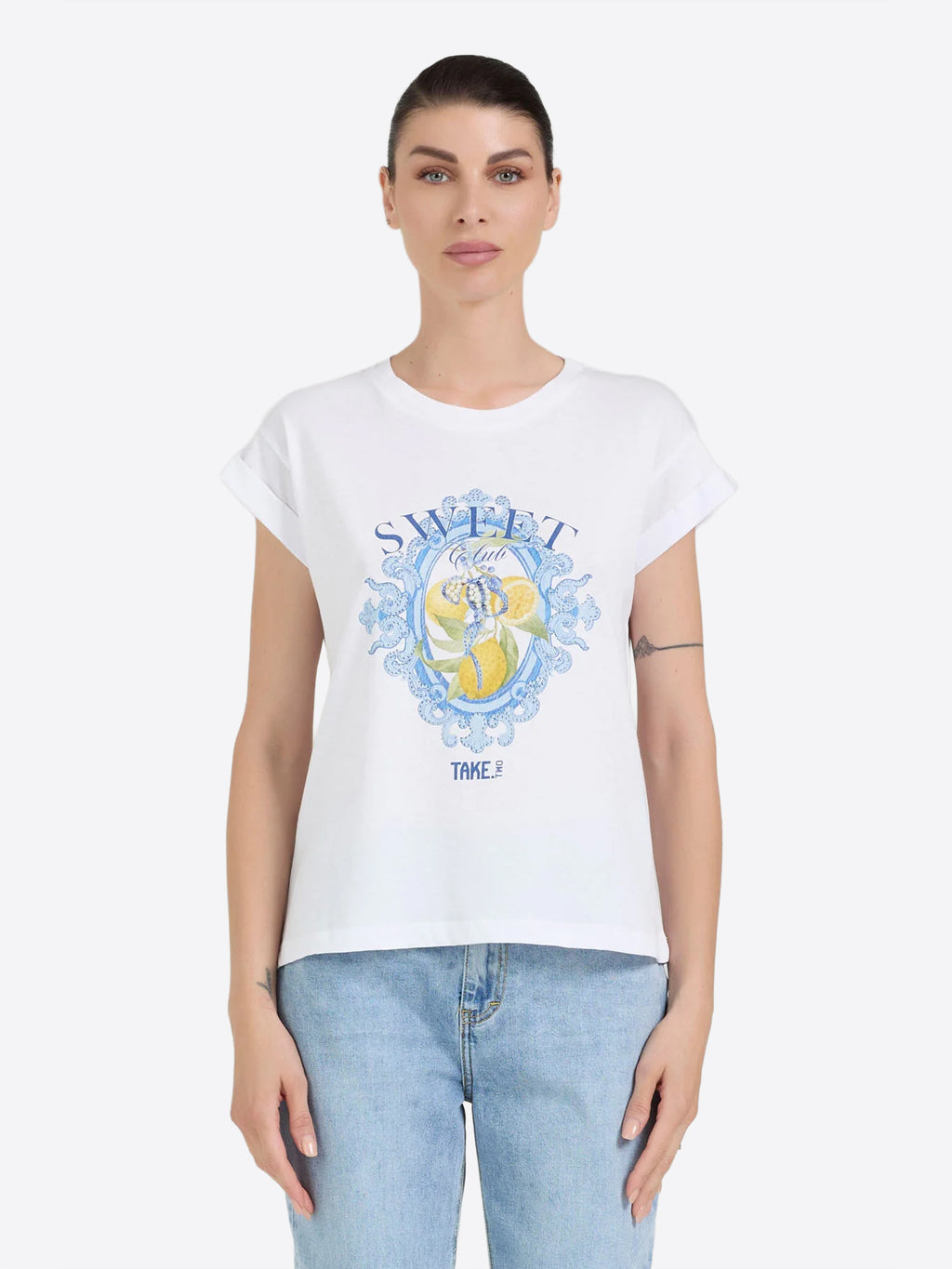 T-shirt TAKE TWO da Donna - bianco DK03710WHT