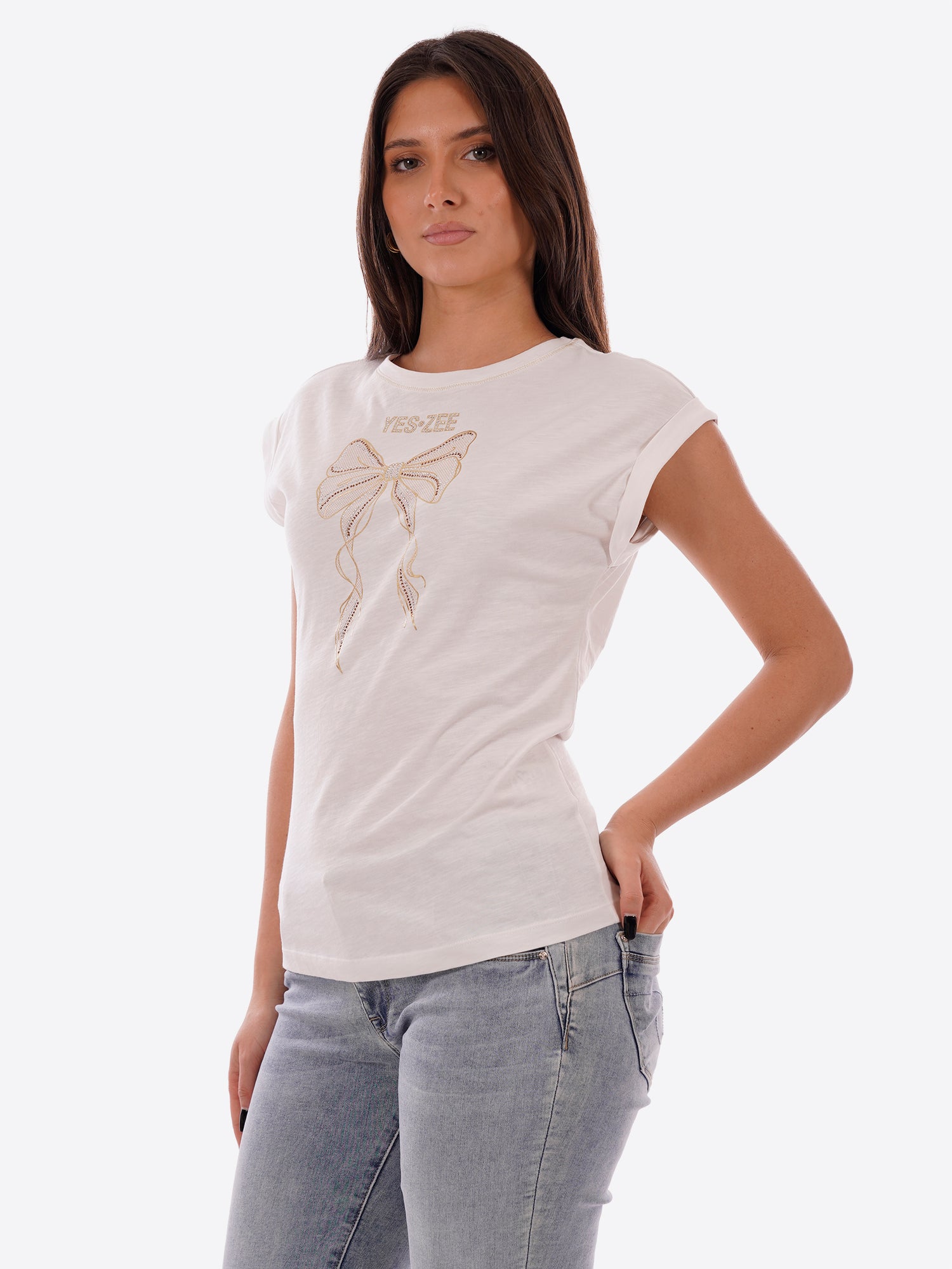 T-shirt YES-ZEE da Donna - bianco T215TL00127