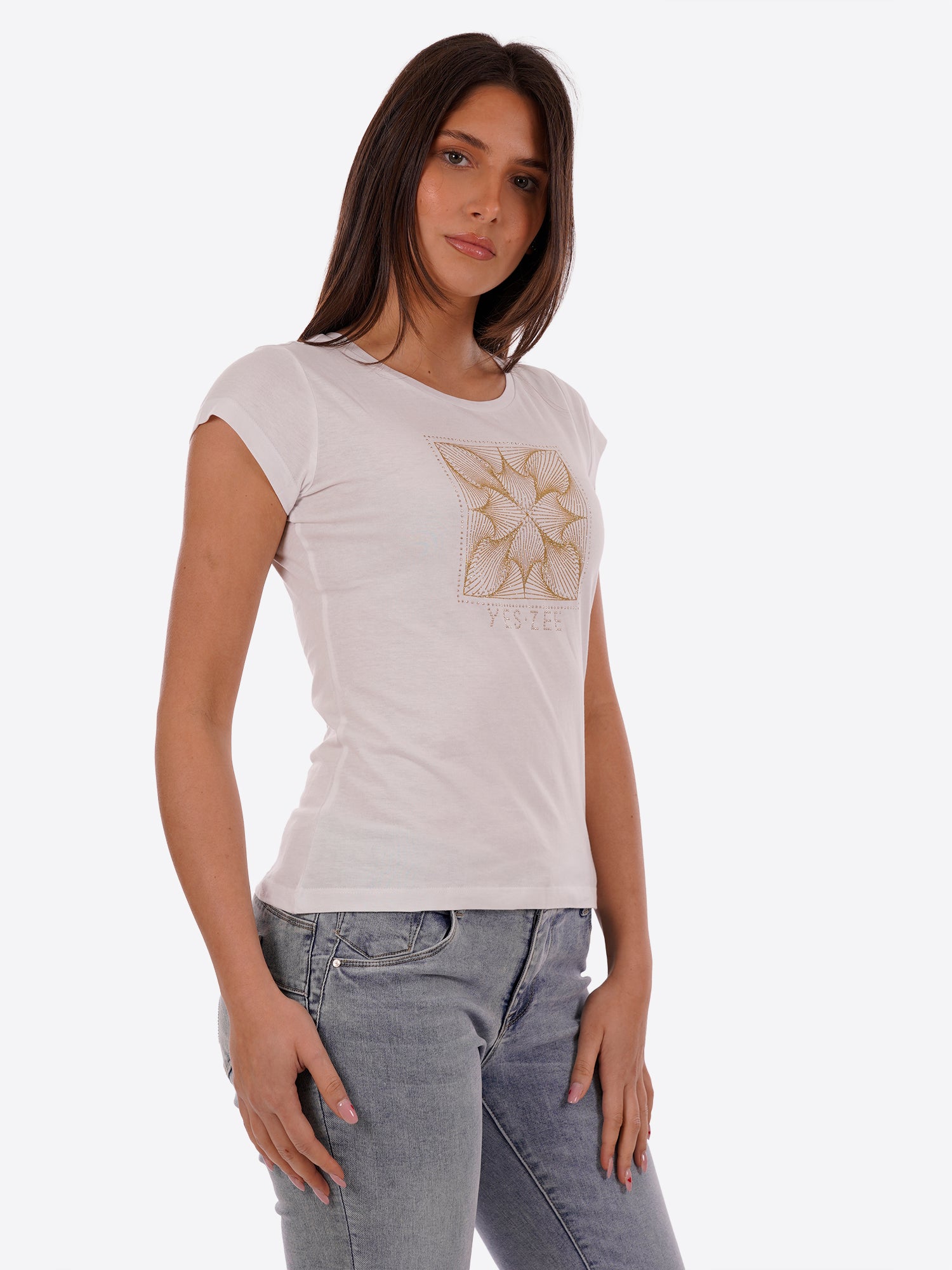 T-shirt YES-ZEE da Donna - bianco T257T900127
