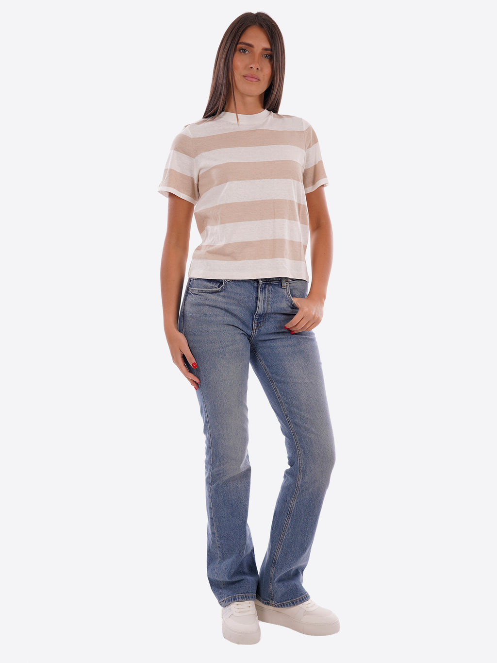 T-shirt YES-ZEE da Donna - beige T265SR002222