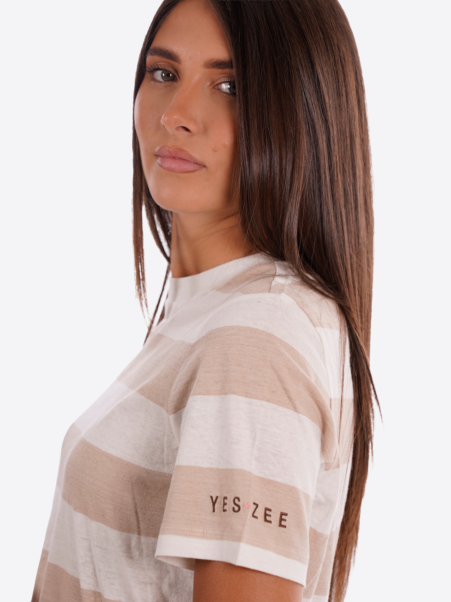 T-shirt YES-ZEE da Donna - beige T265SR002222