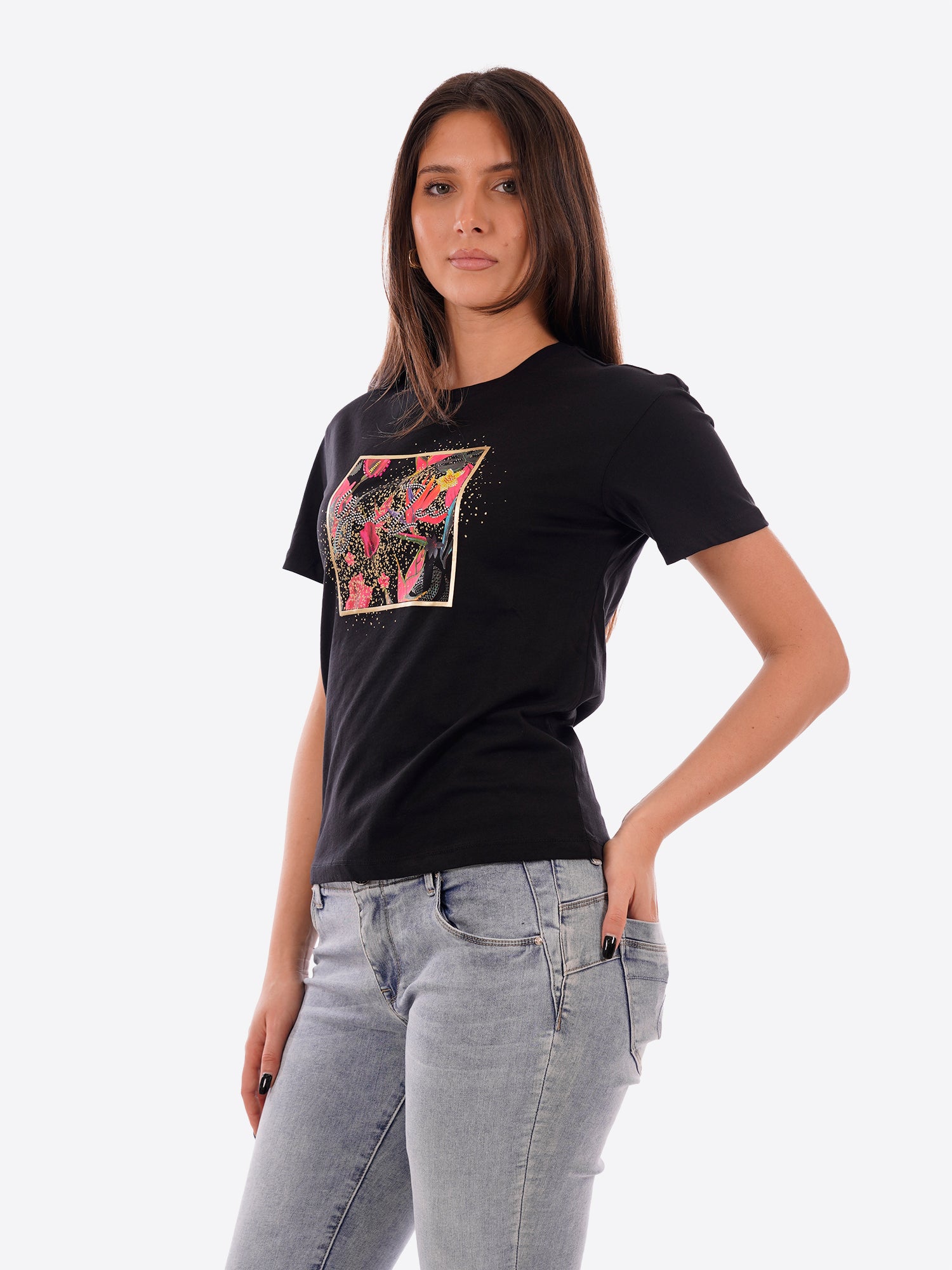 T-shirt YES-ZEE da Donna - nero T269S100801