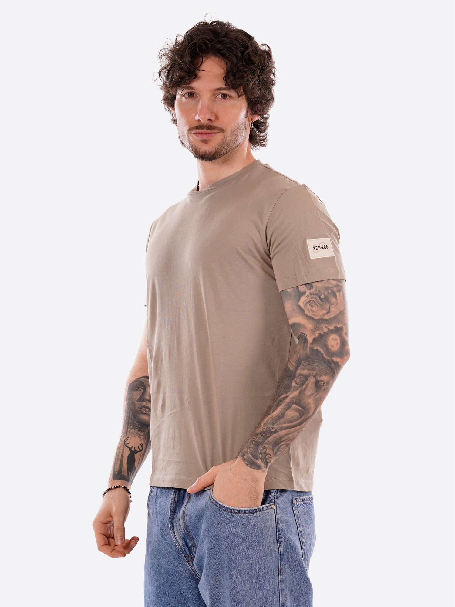T-shirt YES-ZEE da Uomo - beige T766SG02268